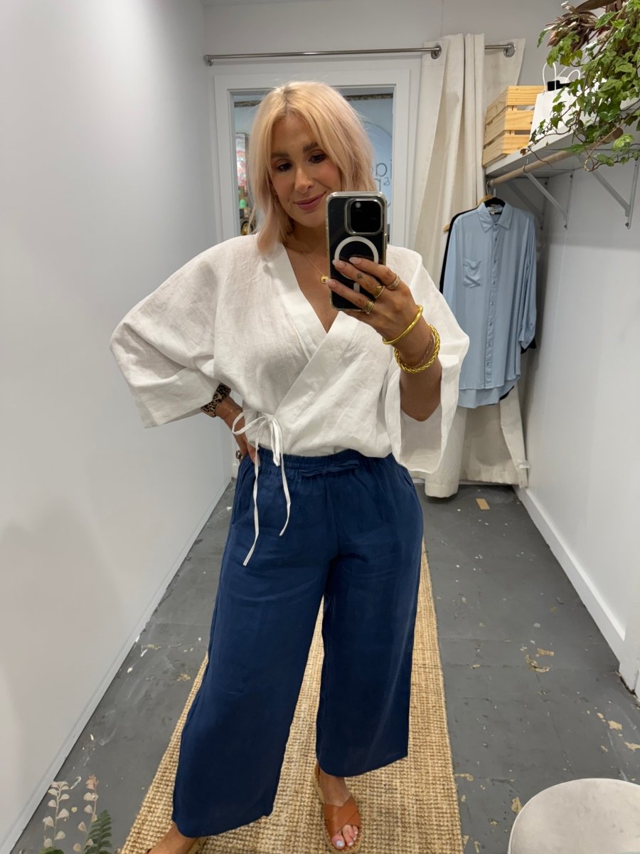 Linen Wrap Shirt in White