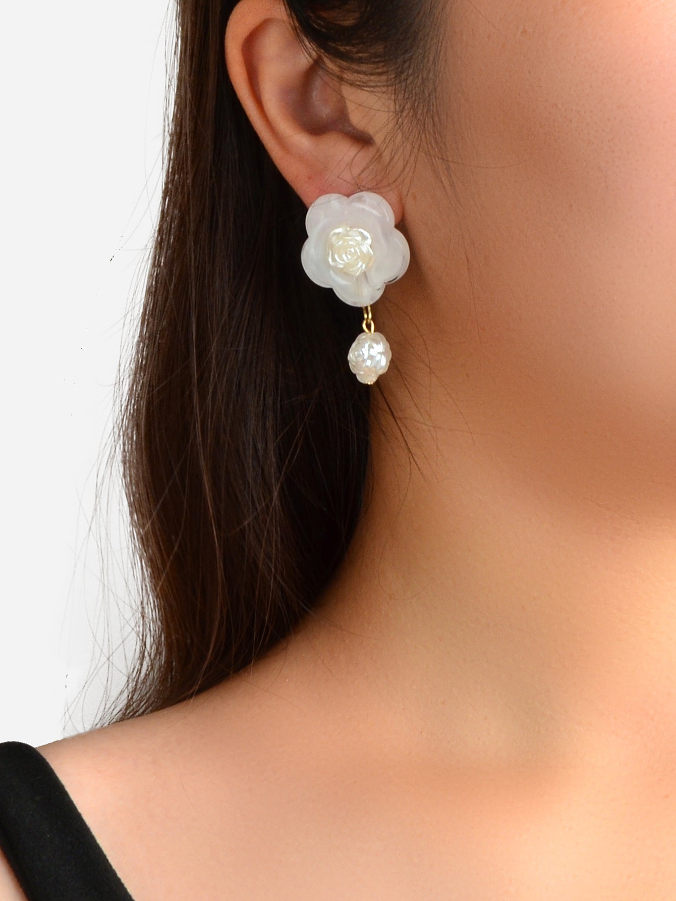 White Resin Flower Daisy Dance Party Gifts Dangle Daily Wearable Women Earrings