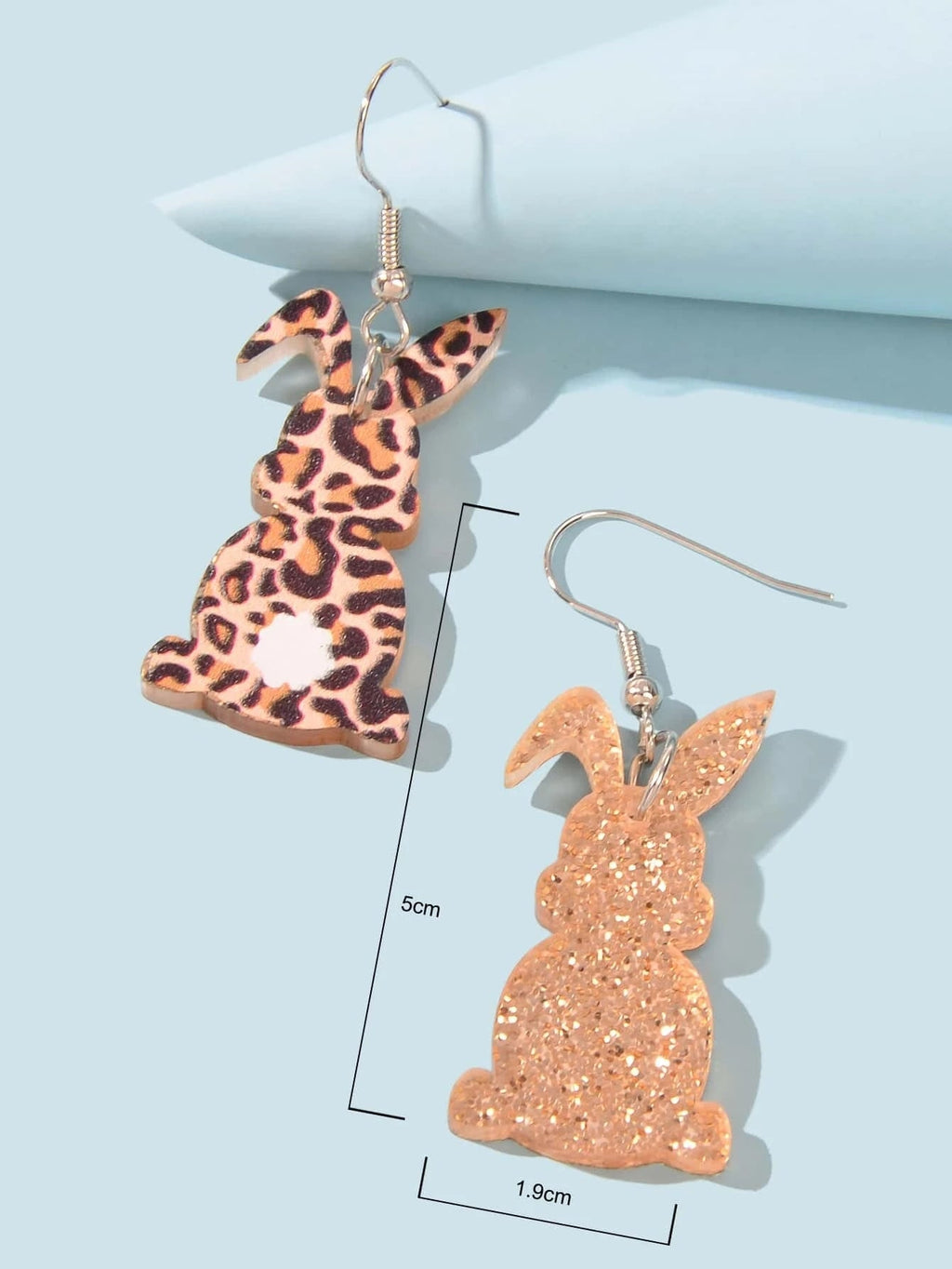 Cute Funny Leopard Print Rabbit Bunny Acrylic Dangle Earrings Trendy Easter Gift