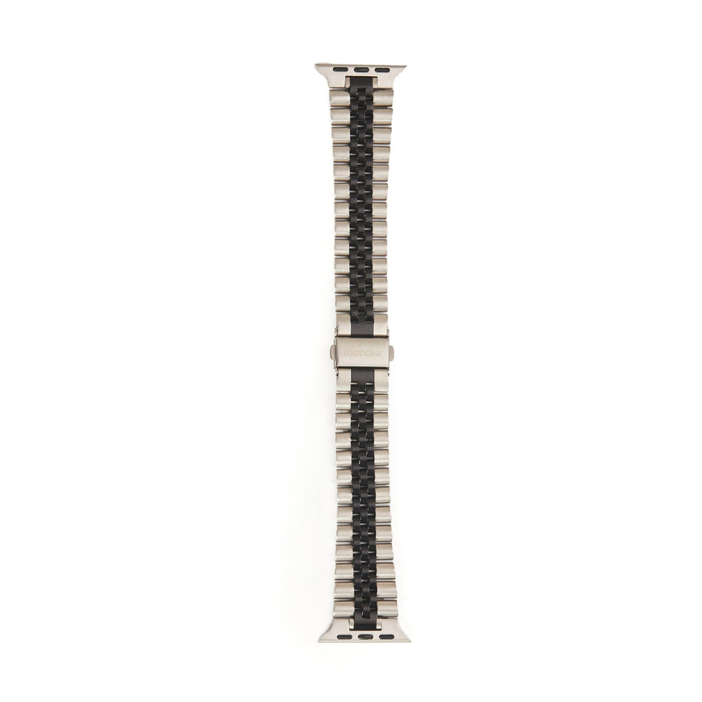 Stainless Steel Link Bracelet Band - The Perth in Silver and Black Small - Compatible with Apple Watch Size 38mm to 41mm