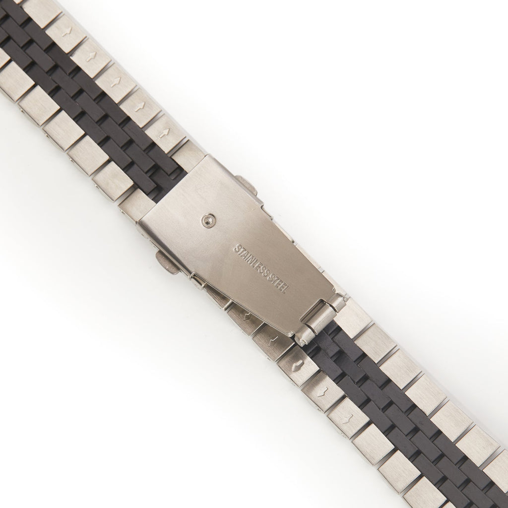 Stainless Steel Link Bracelet Band - The Perth in Silver and Black Small - Compatible with Apple Watch Size 38mm to 41mm