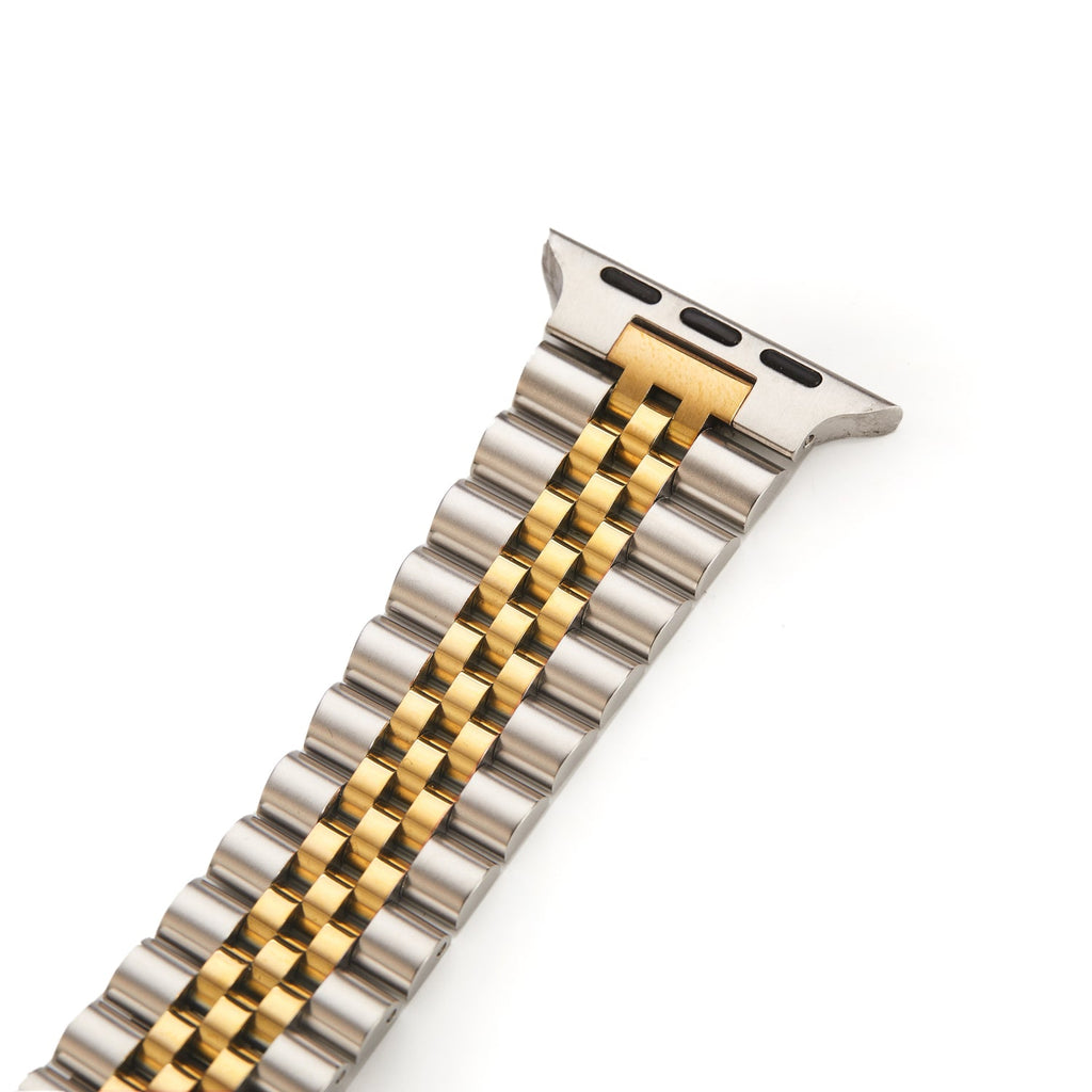 Stainless Steel Link Bracelet Band - The Perth in Silver and Gold Large - Compatible with Apple Watch Size 42mm to 45mm
