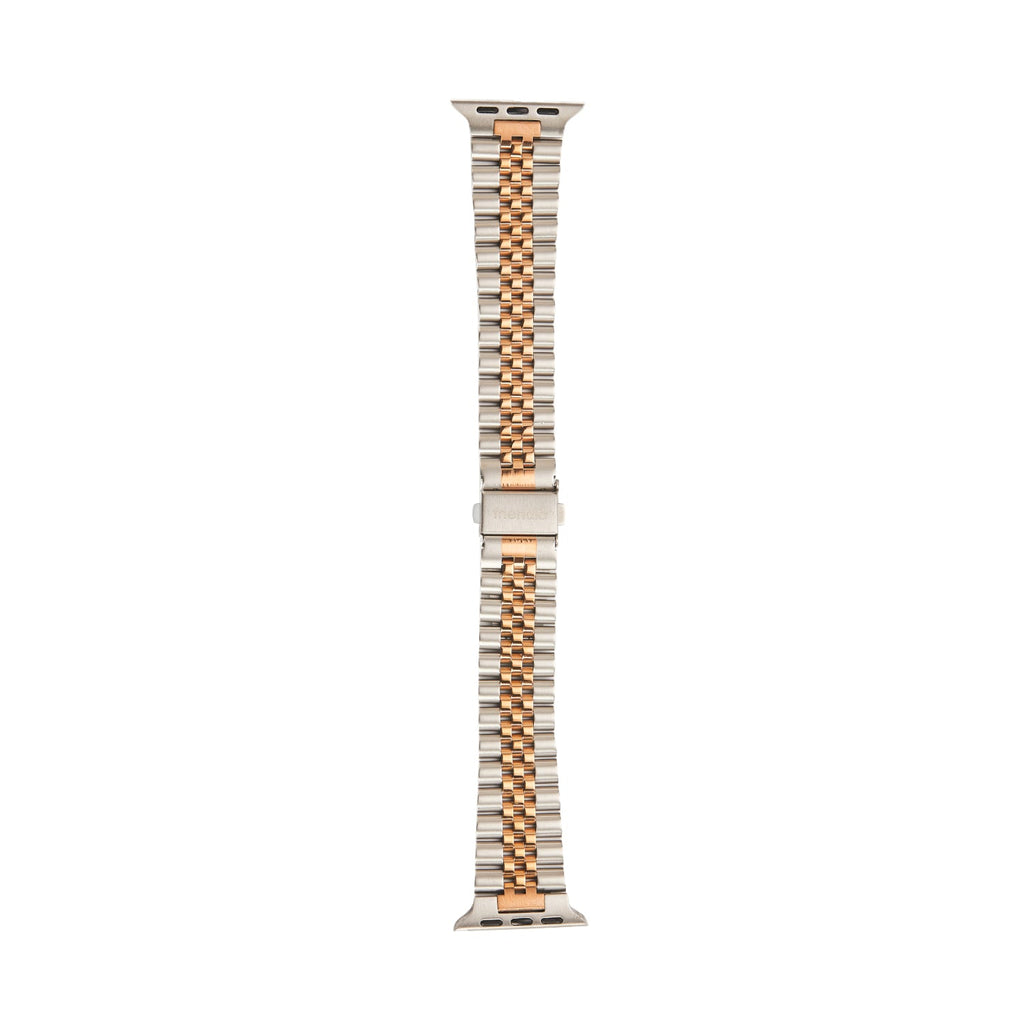 Stainless Steel Link Bracelet Band - The Perth in Silver and Rose Large - Compatible with Apple Watch Size 42mm to 45mm