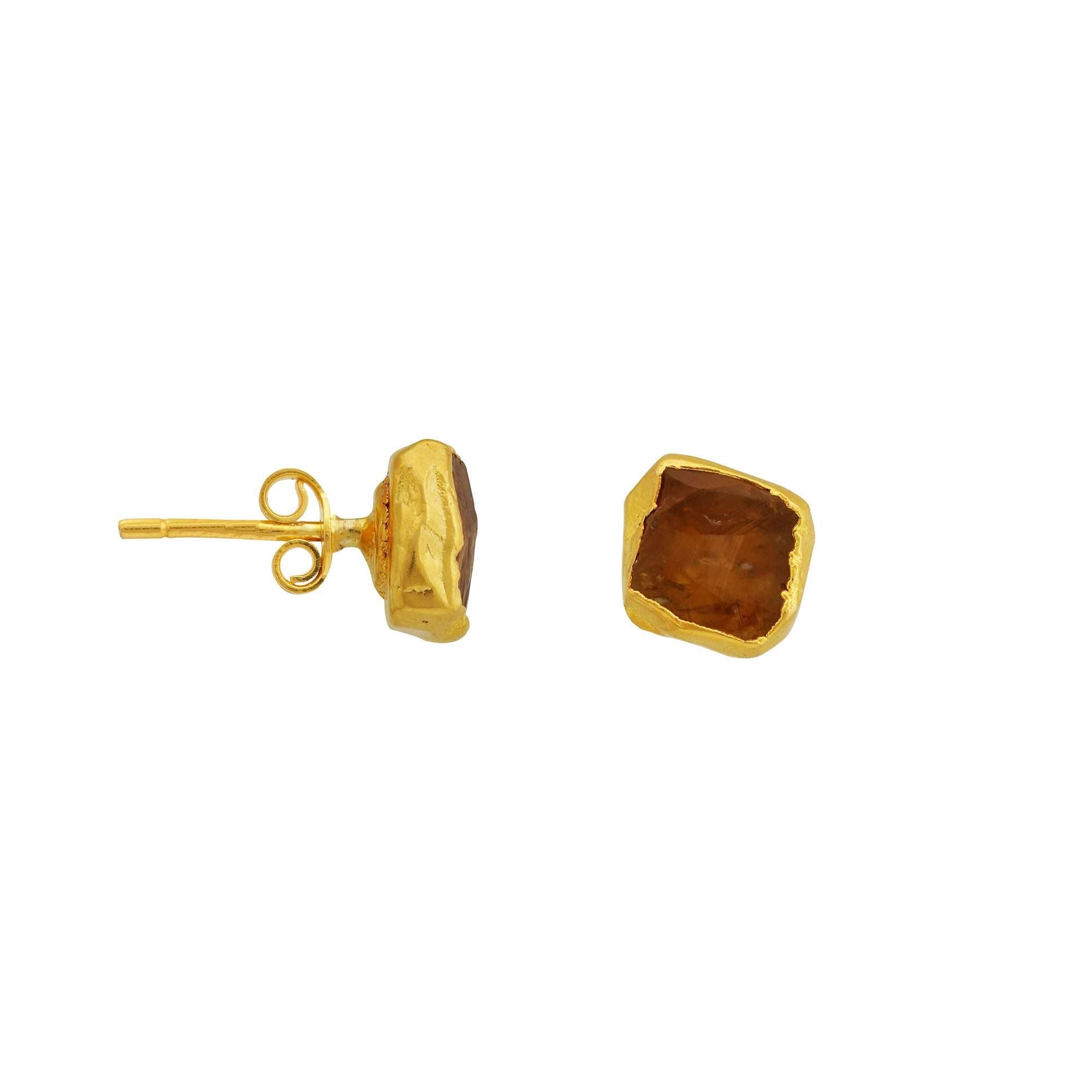 Handmade Citrine Earrings in its Natural form Gold Plated