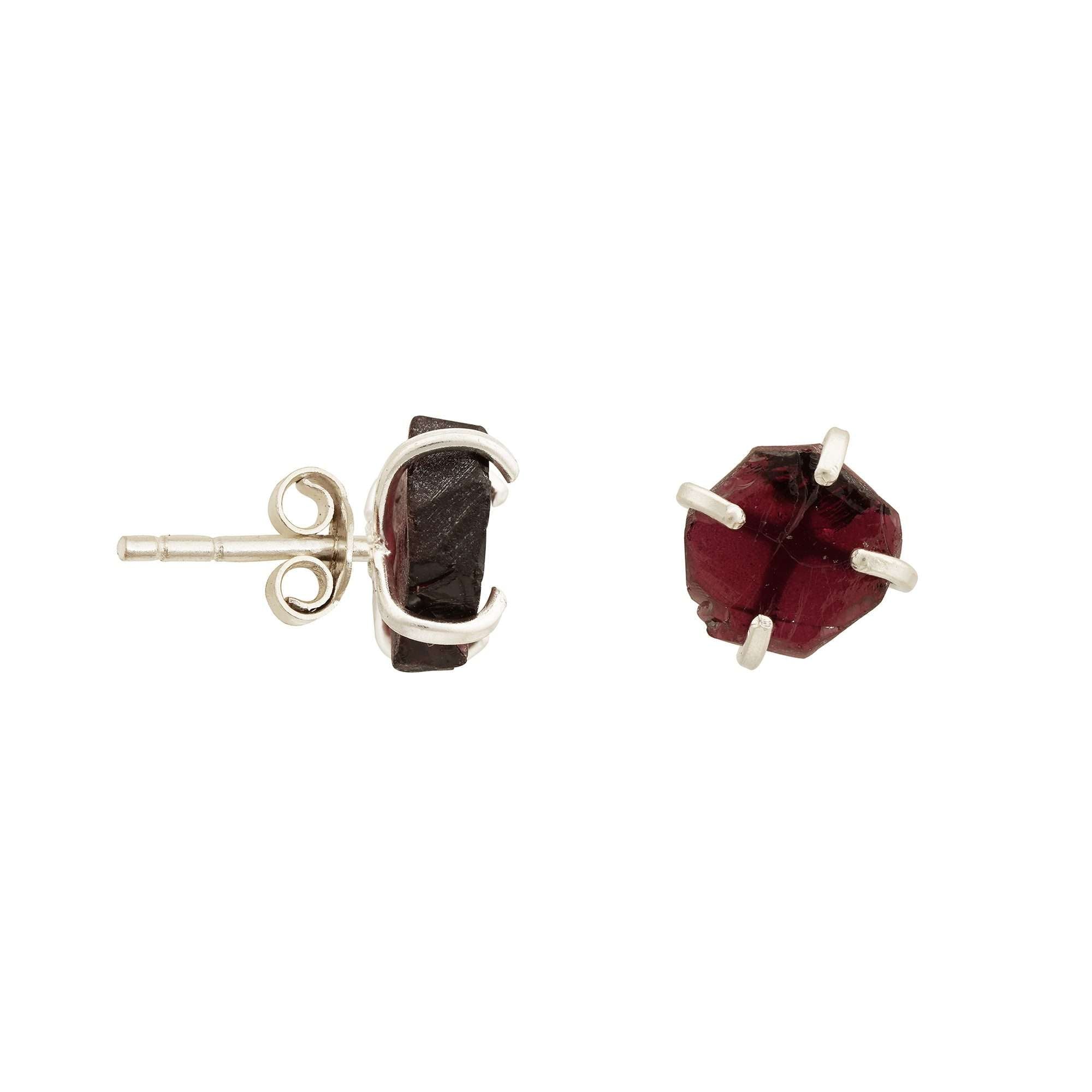 Handmade Garnet Earrings in its Natural form in Silver 925