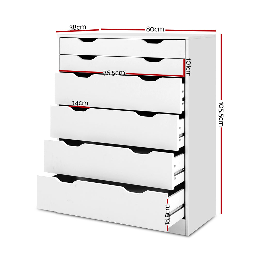 NNEDSZArtiss 6 Chest of Drawers Tallboy Cabinet Storage Dresser Table Bedroom Storage