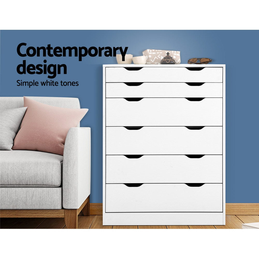 NNEDSZArtiss 6 Chest of Drawers Tallboy Cabinet Storage Dresser Table Bedroom Storage