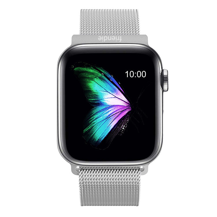 Stainless Steel Link Woven Mesh Infinite Loop Band - The Melbourne in Stainless Steel Large - Compatible with Apple Watch Size 42mm to 45mm