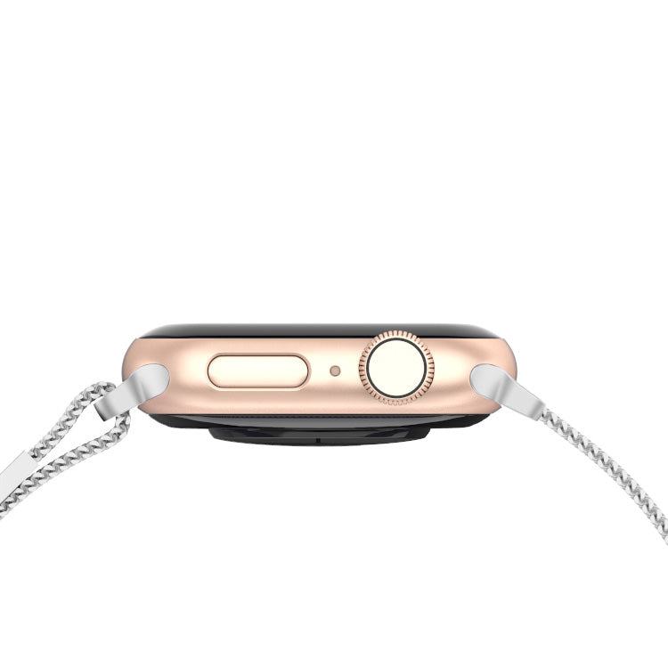 Stainless Steel Link Woven Mesh Infinite Loop Band - The Melbourne in Stainless Steel Large - Compatible with Apple Watch Size 42mm to 45mm