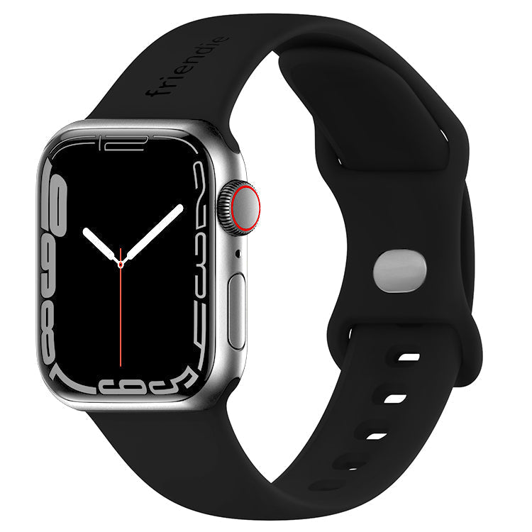 Silicone Sports Band Black with Silver Pin - The Noosa Large - Compatible with Apple Watch Size 42mm to 45mm