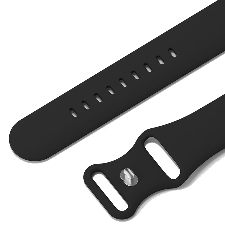 Silicone Sports Band Black with Silver Pin - The Noosa Large - Compatible with Apple Watch Size 42mm to 45mm