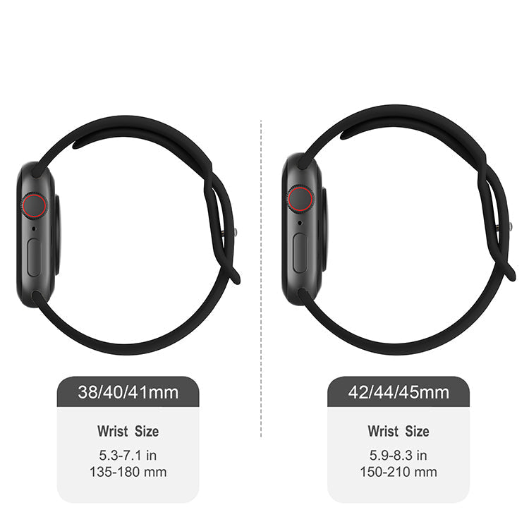 Silicone Sports Band Black with Silver Pin - The Noosa Large - Compatible with Apple Watch Size 42mm to 45mm