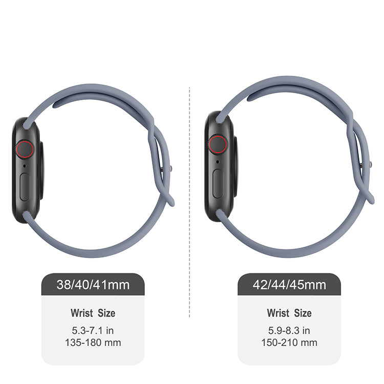 Silicone Sports Band Stardust Grey with Silver Pin - The Noosa Large - Compatible with Apple Watch Size 42mm to 45mm