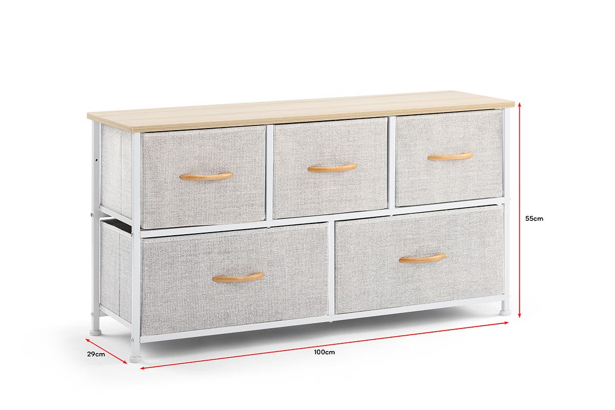 NNEKGE 5 Drawer Storage Chest (Grey)