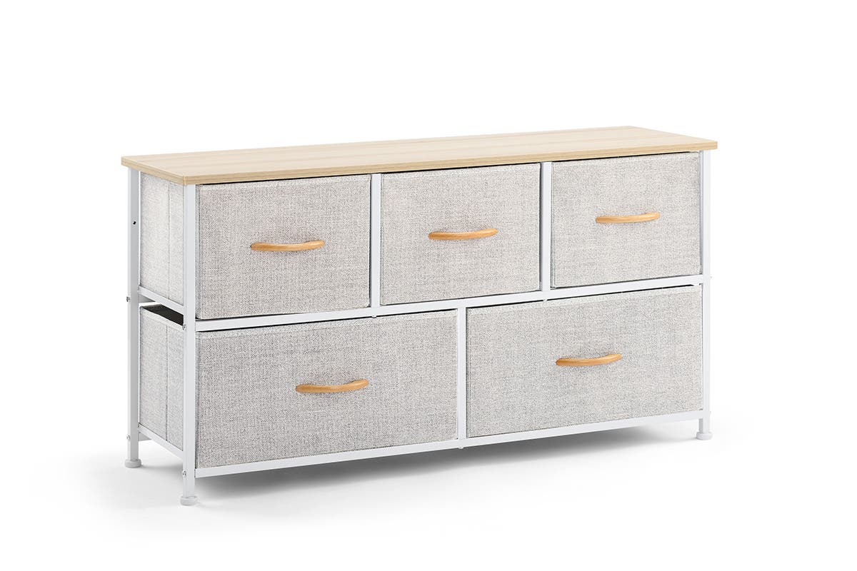 NNEKGE 5 Drawer Storage Chest (Grey)