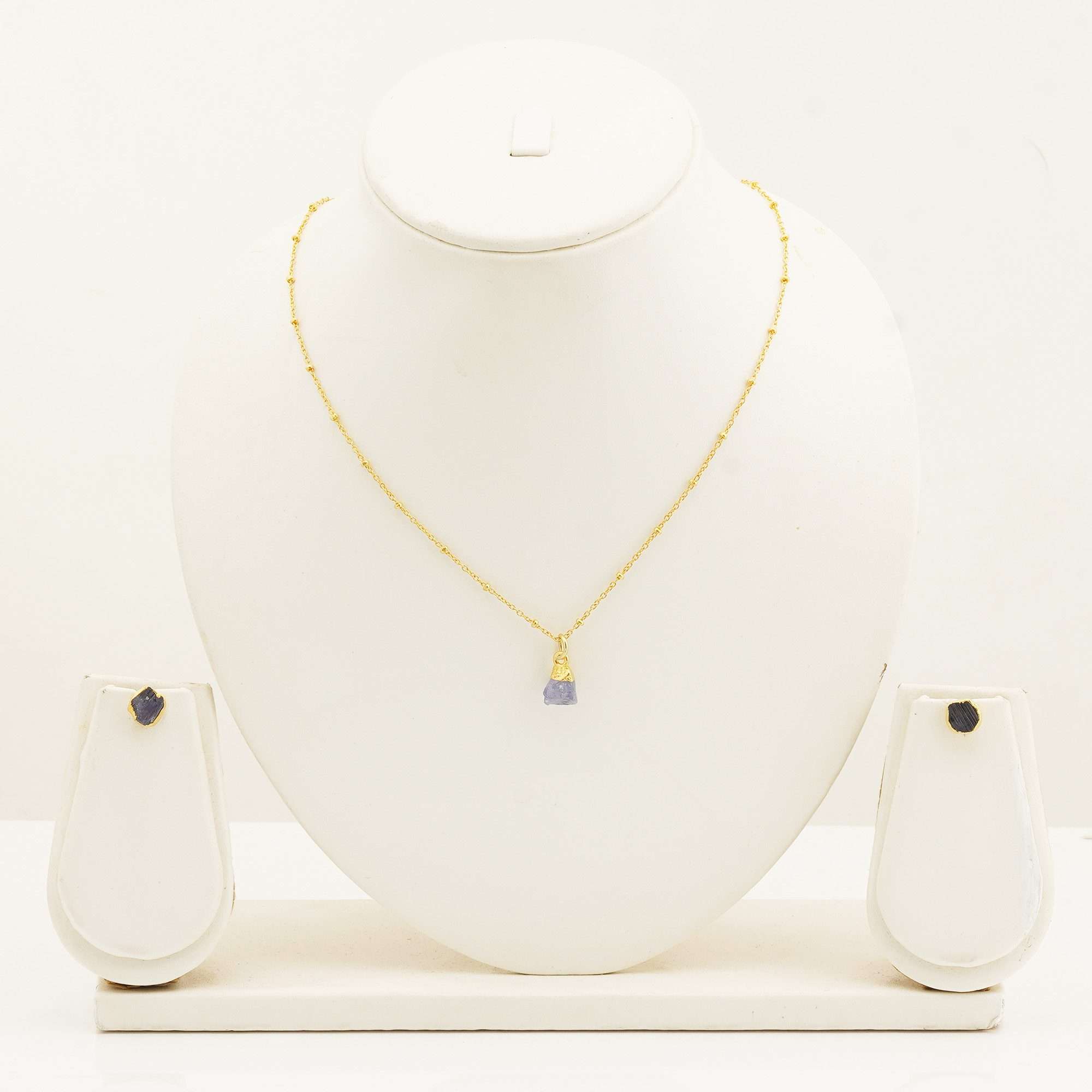 Handmade Tanzanite Set in its Natural form Gold Plated