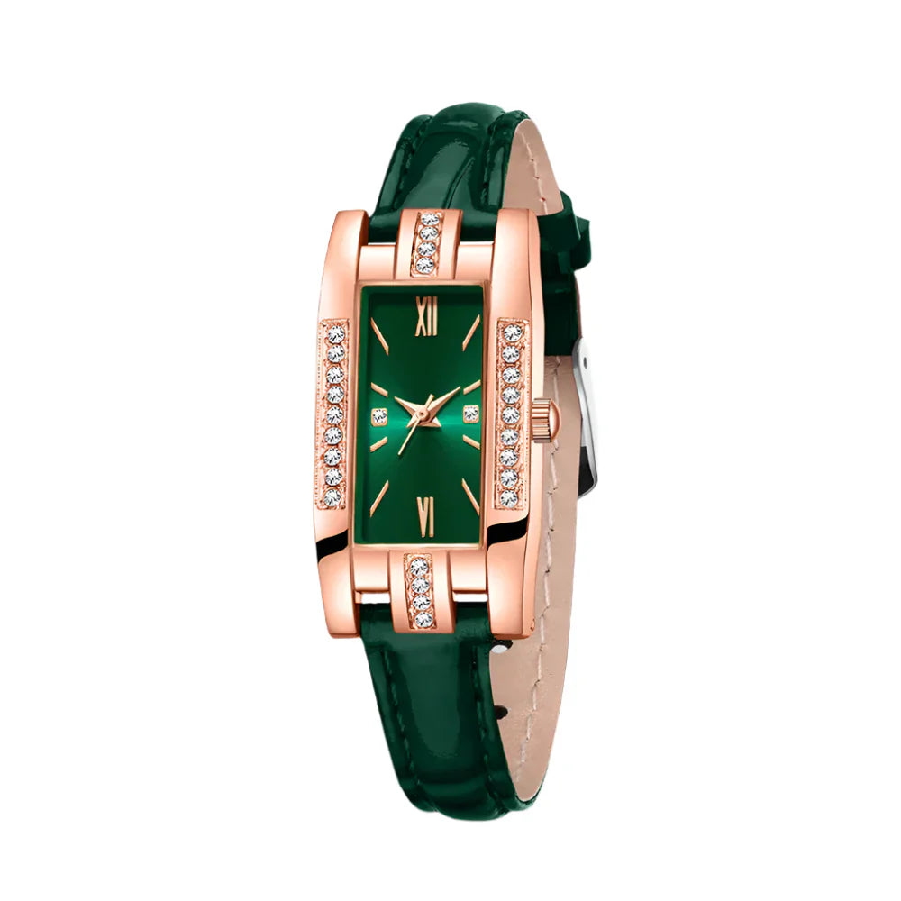 Green Women’s Quartz Watch Jewelry Gift Set