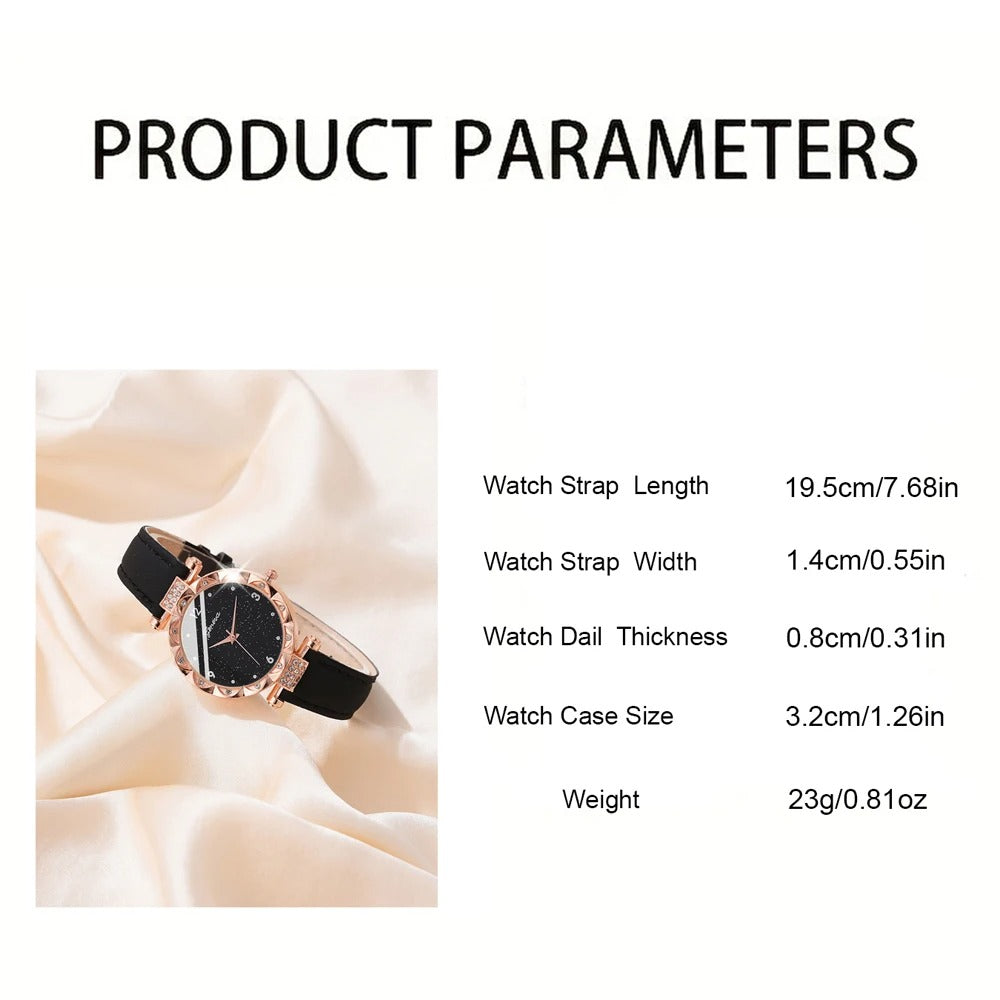 Luxury Women’s Rhinestone Quartz Watch Set (5-Piece)