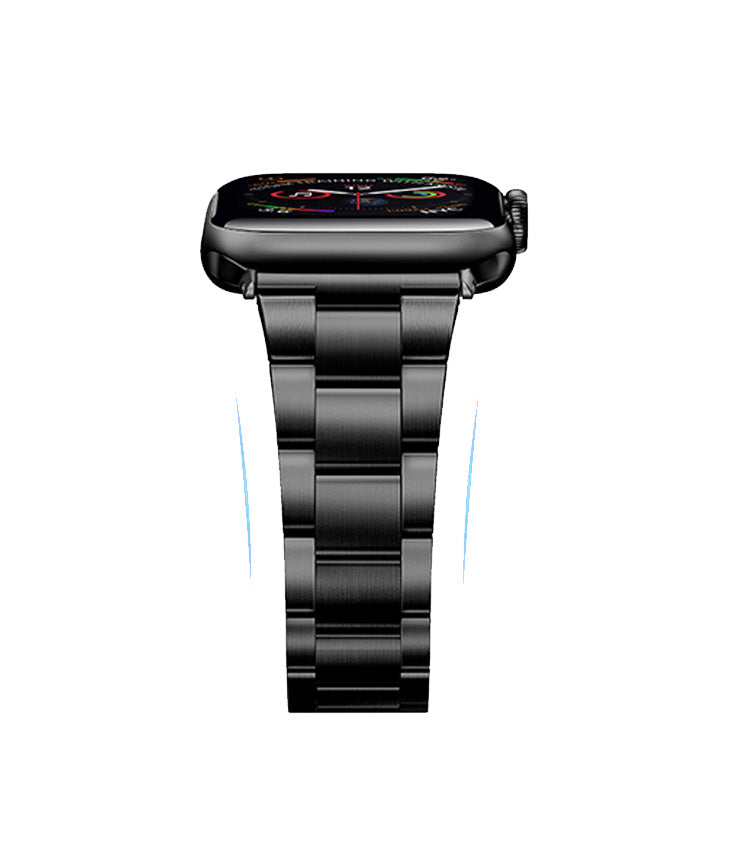 Stainless Steel Link Bracelet Band - The Sydney in Black Large - Compatible with Apple Watch Size 42mm to 45mm