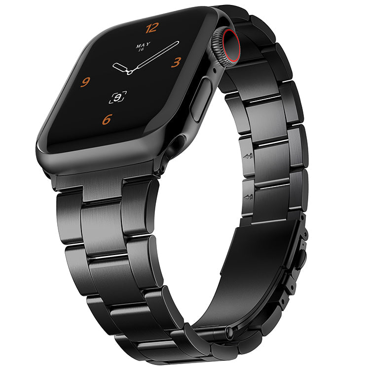 Stainless Steel Link Bracelet Band - The Sydney in Black Large - Compatible with Apple Watch Size 42mm to 45mm