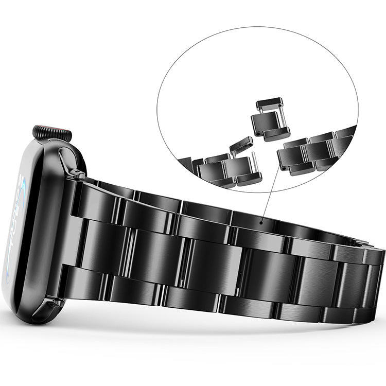 Stainless Steel Link Bracelet Band - The Sydney in Black Large - Compatible with Apple Watch Size 42mm to 45mm