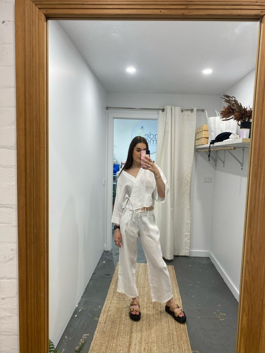 Linen Wrap Shirt in White