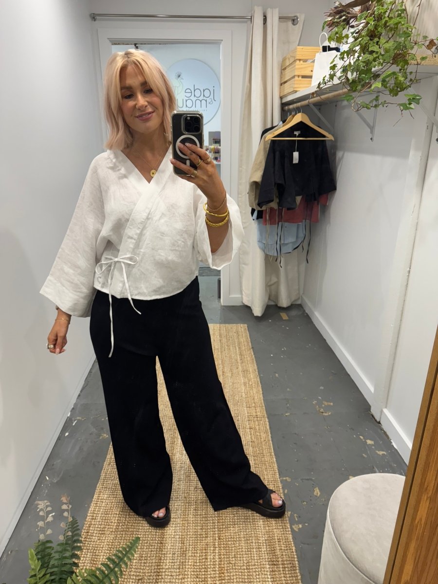 Linen Wrap Shirt in White