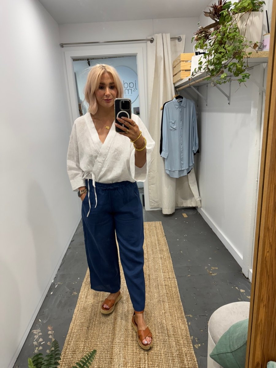 Linen Wrap Shirt in White