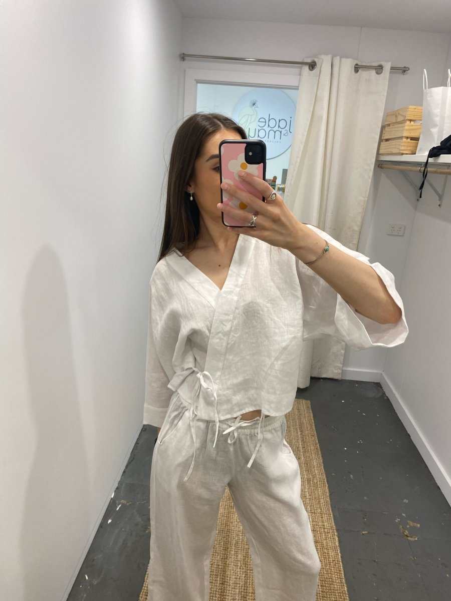 Linen Wrap Shirt in White