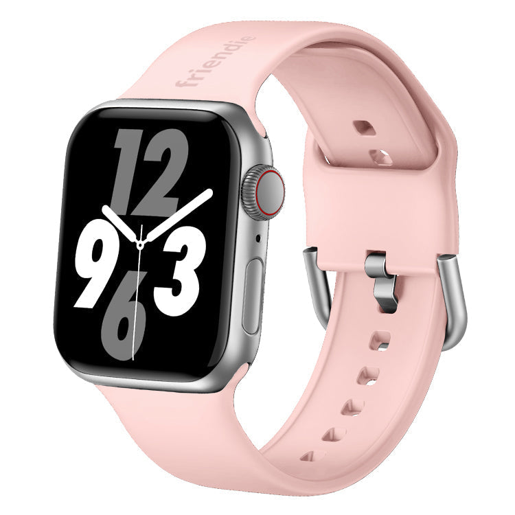 Silicone Band in Rose Gold with Silver Modern Buckle - The Byron - Compatible with Apple Watch Size 38mm to 41mm